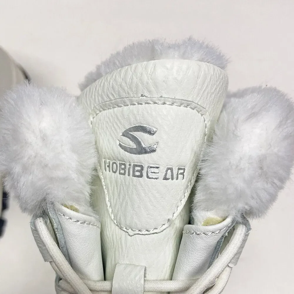 Hobibear Kids' Quilted Snow Boots Faux Fur Lined EU 36 US 4 White Silver Lace-up